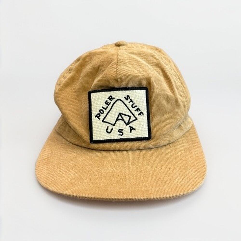 Poler Stuff USA Patch Mens Tan Corduroy Adjustable SnapBack Trucker Hat Cap